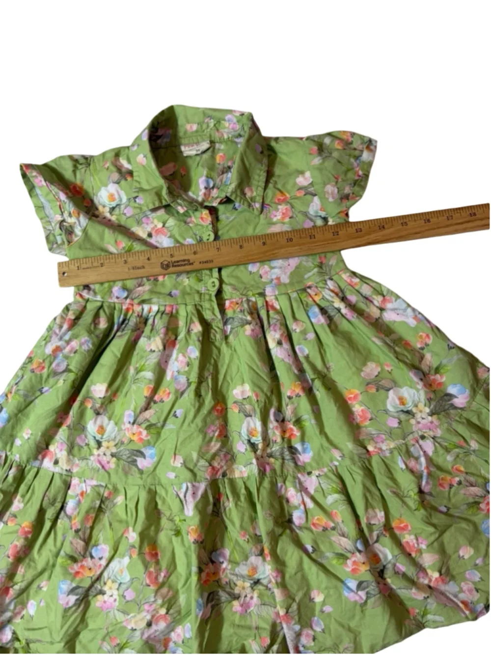 Pink One Green Floral Tiered Prairie Dress Size 24 Cottagecore Boho